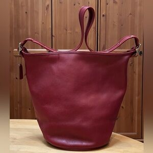 XL Vintage Coach Red Duffle Feed Sac Travel Weekender Carryall Bag 9085